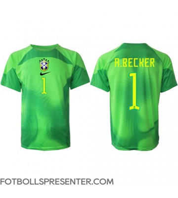 Brasilien Alisson Becker #1 Målvakt Borta Matchtröja VM 2022 Kortärmad